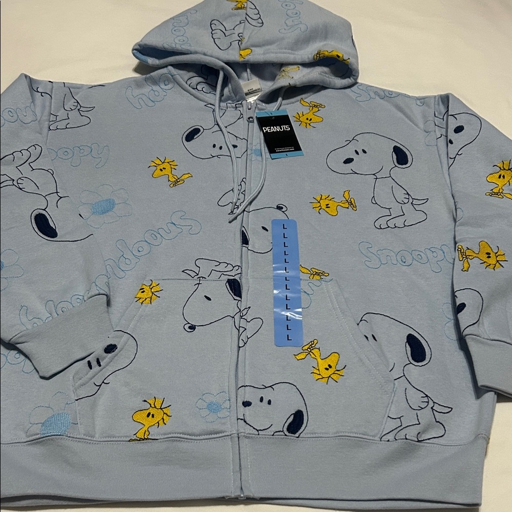 Disney Full Zip Hoodie with Embroidered Snoopy and Woodstock L, XL, XXL NWT
